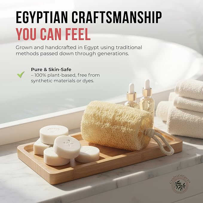 CraftsOfEgypt Natural Loofah Sponge – Egyptian Luffa Body Scrubber Pack of 1 - Image 7