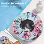 INNELO Luxury Shower Cap for Women Reusable Waterproof, Double Layered Shower - Image 7