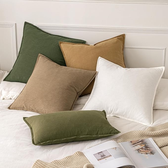 MIULEE Decorative Pillow Covers 18x18 Inch Cream White Boho Farmhouse Neutral - Image 5