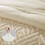 Zzlpp Full Comforter Set 7 Pieces, Cream Tufted Bed in a Bag - Image 5