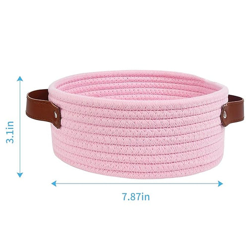 ABenkle Small Storage Basket, Mini Cotton Rope Storage Bin, Cute Tiny Shelf - Image 2