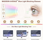 Madison Avenue TR90 Blue Light Blocking Glasses Anti Eyestrain UV Glare Blue - Image 4