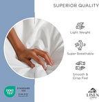 Linen Home 100% Cotton Percale Weave Fitted Sheet Full Size Only, Baby Blue - Image 5