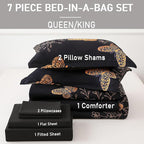 Yogeneg 7 Piece Bed in a Bag King Size Comforter Set Black Bedding Set - Image 6