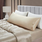 Aormenzy Satin Body Pillow Cover Set of 2, 20x54 Inches Taupe Case - Image 3