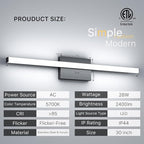 30Inch LED Bathroom Vanity Light Bar 5700K Dimmable Led Bathroom Light Over - Image 2