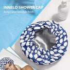 INNELO Luxury Shower Cap for Women Reusable Waterproof, Double Layered Shower - Image 7