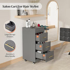 Salon Trolley Cart with Wheels, 3-Drawer Rolling Hair Styling Station, Mobile - Image 2