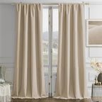 Joydeco Latte Coffee Velvet Curtains 84 Inches 2 Panels, Luxury Thermal by JOYDECO