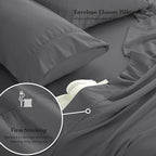 King Sheet Set 4 Piece, Wrinkle Free, Oeko-Tex Certified Bedsheets，Dark Grey - Image 4