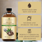 Handcraft Blends Cold-Pressed Organic Castor Oil 16 Fl Oz | Glass Bottle | 100% - Image 5