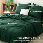 CozyLux King Size Comforter Set Emerald Green, 7 Pieces Bed in a Bag King - Image 6