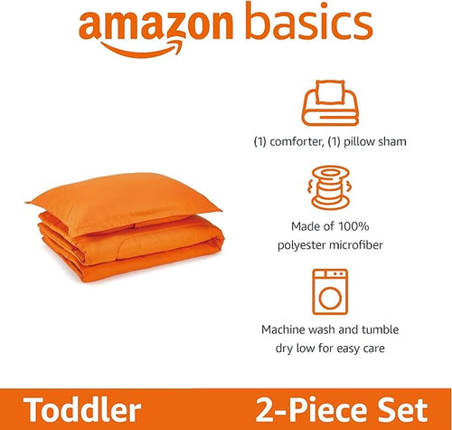 Amazon Basics 2 Piece Microfiber Kid's Comforter and Pillow Sham Set, Bright - Image 2