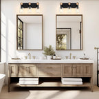 Licperron Farmhouse 3-Lights Wood Bathroom Vanity Light, Rustic Black Bathroom - Image 8