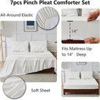 CozyLux Full Size Comforter Sets Ivory, 7 Pieces Pintuck Bed in A Bag Ivory - Image 5