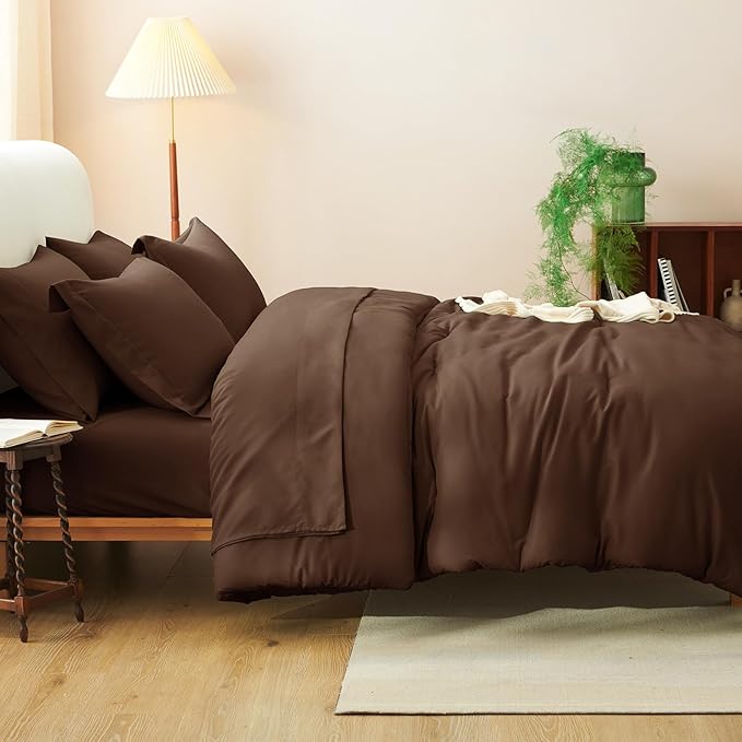 CozyLux Full Size Comforter Sets Brown, 7 Pieces Bed in a Bag Full Comforter Set - Image 8