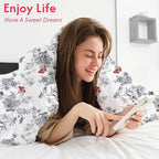 LONAVA Queen Flower 3 Pcs Duvet Cover Set, Breathable Soft Microfiber White - Image 4