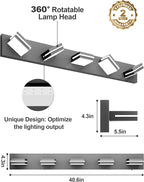 VOLISUN Modern 5-Light, 40-Inch Black Bathroom Vanity Light Fixtures, 360 - Image 4
