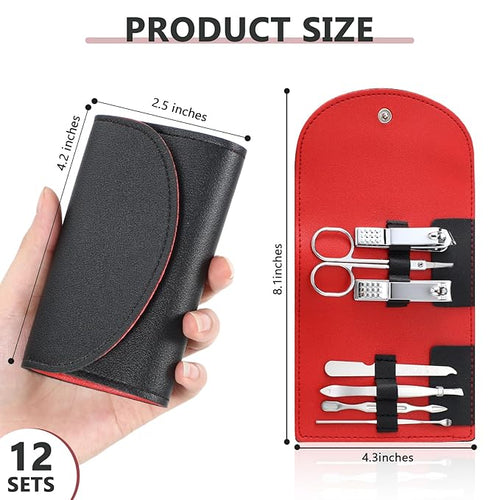 12 Set Manicure Set Bulk Mini Manicure Nail Clipper Kit 7 in 1 Stainless Steel - Image 2