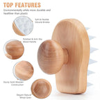 Hangerspace Scalp Massager Shampoo Brush, Wooden Wet and Dry Hair Scalp Care - Image 3