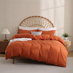 JSD Burnt Orange Duvet Cover Set King Size, 3 Piece Duvet Cover by JSD