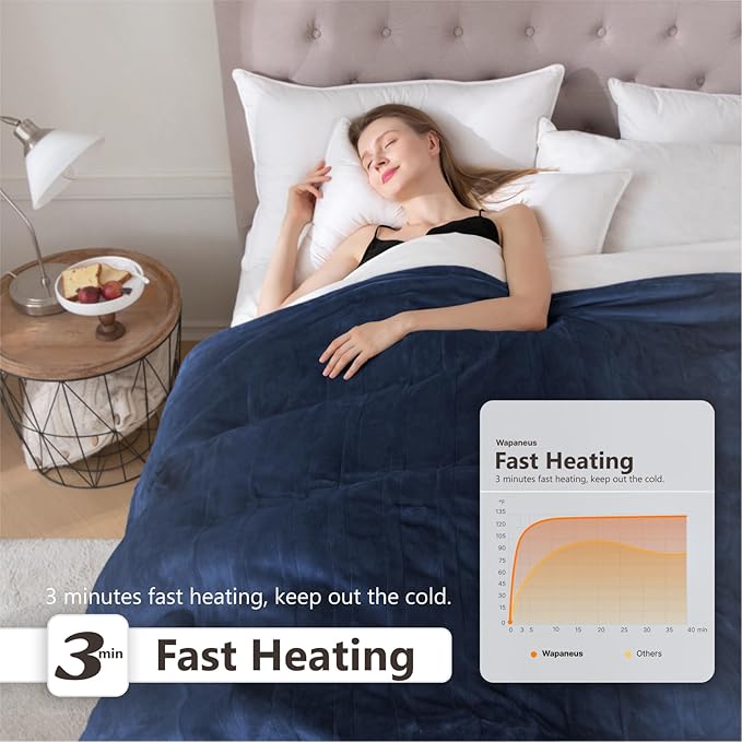 Wapaneus Heated Blanket Electric Blanket 62" x 84" Twin Size - Image 3