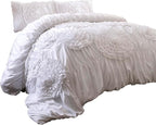 Lush Décor Serena 3 Piece Ruched Flower Comforter Set - Image 8