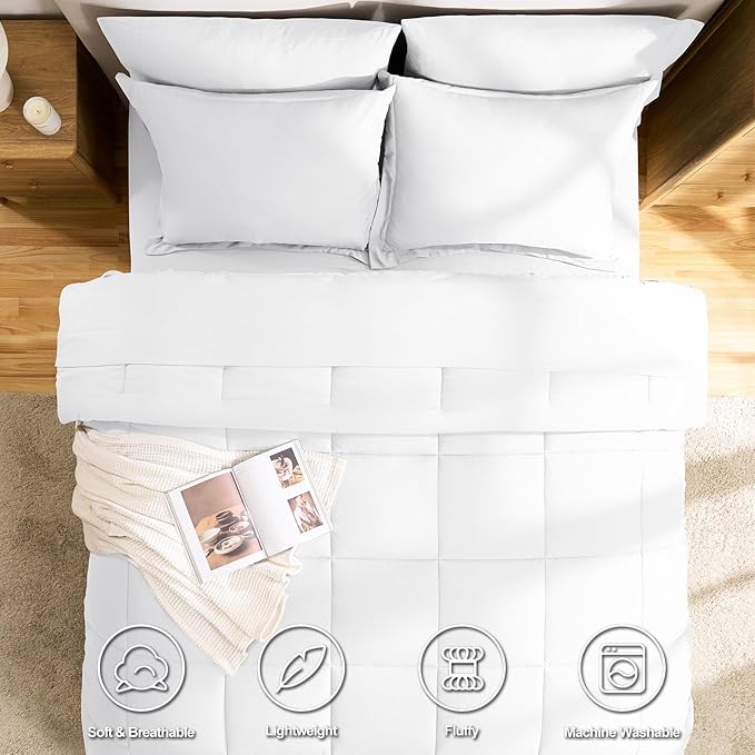 CozyLux Oversized King Comforter Sets White, 7 Pieces Bed in a Bag, 120x98 Box - Image 2