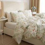 mixinni Floral Duvet Covers King Size Botanical Flower Leaf Printed on White - Image 2