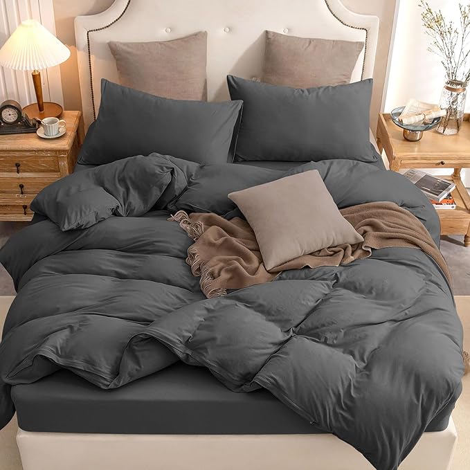 PURE ERA Jersey Knit Duvet Cover Set 100% T-Shirt Cotton Super Soft Comfy 3pc - Image 3