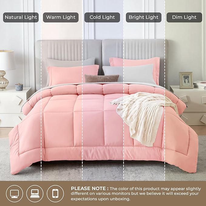 Sasttie Queen Comforter Set, 7 Pieces Reversible Bed in a Bag Queen, Complete - Image 7