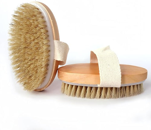 2 Pcs Dry Brushing Body Brush, Natural Bristle Exfoliating Body Scrubbers by LONGCO