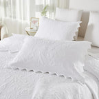 Brandream White Quilt Set King Size Quilt Bedding Set Cotton Luxury Matelasse - Image 4