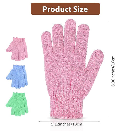 6 Pairs Exfoliating Gloves for Shower, Body Scrubber Mitts in Blue, Korean - Image 2