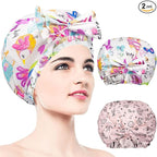 2 PCS Shower Caps, Reusable & Extra Large & Adjustable & Double Layer by WINSTECK