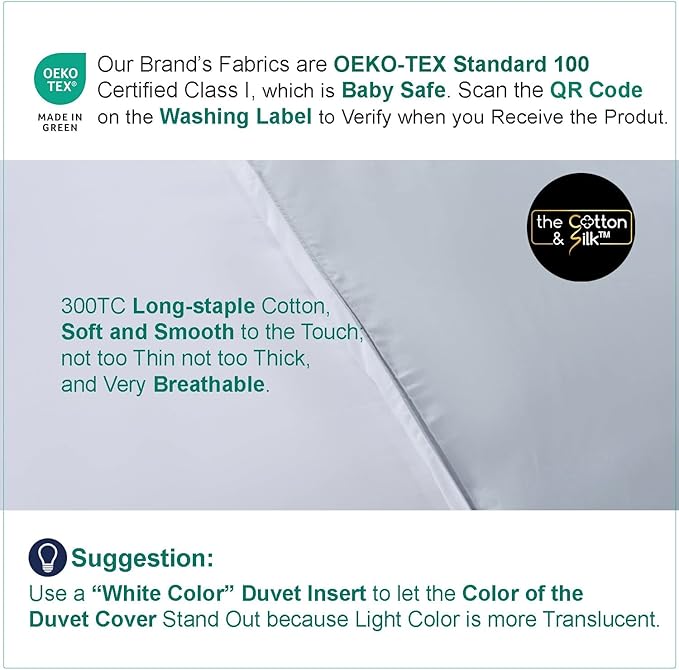 THE COTTON & SILK® 100% Luxury Long-Staple Cotton Duvet Cover - Image 7