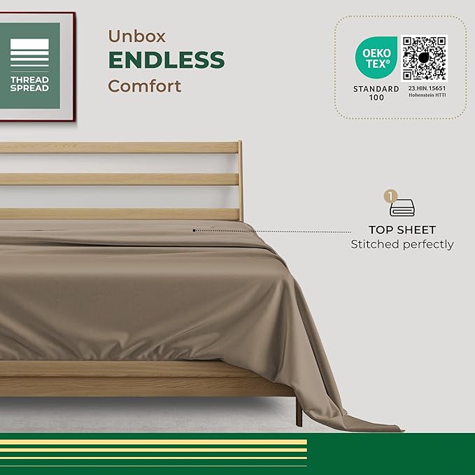 THREAD SPREAD 100% Organic Cotton Percale Flat Sheet California King Size - Image 3