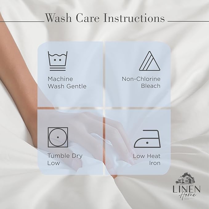 Linen Home 100% Cotton Percale Sheet Set, King Size, Snow White, Deep Pocket - Image 5