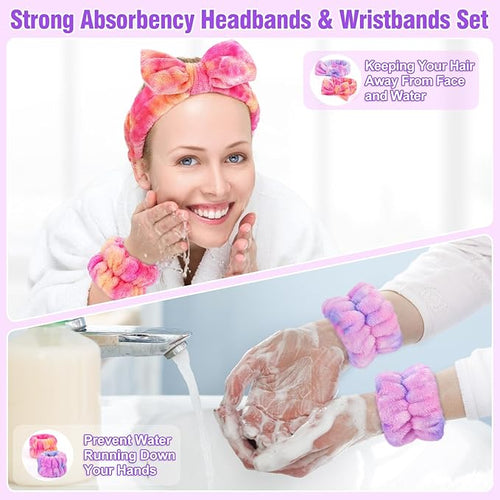 6 Pack Spa Headband with Wristbands: Washing Face Facial Makeup Skincare - Image 2