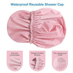Shower Cap for Women, Double Layer Waterproof Bath Cap, Reusable Hair Protector - Image 6