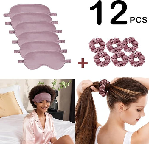 12Pcs Silk Sleep Masks Satin Eye Mask Silky Eyes Cover Blindfold Eyeshade Hair - Image 2