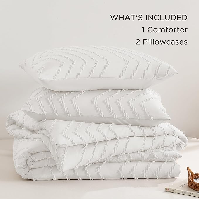Andency White Oversized Queen Comforter Set, Boho Soft Warm Bedding Comforter - Image 6