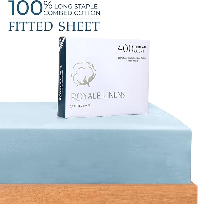 Royale Linens 400 Thread Count 100% American Grown Cotton Fitted Sheet King Size - Image 2