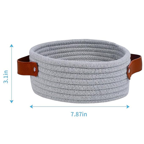 ABenkle Small Storage Basket, Mini Cotton Rope Storage Bin, Cute Tiny Shelf - Image 2