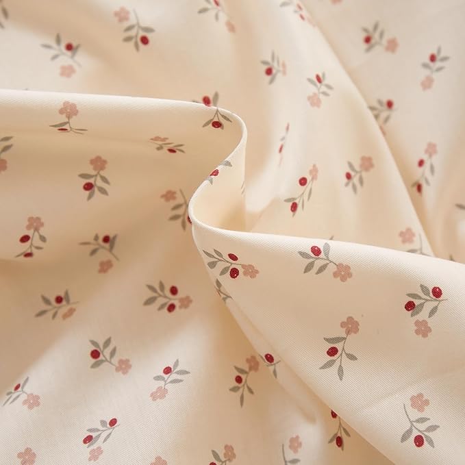 mixinni Pink Floral Duvet Cover Set Queen Size – 100% Cotton Ruffle Lace Bedding - Image 9