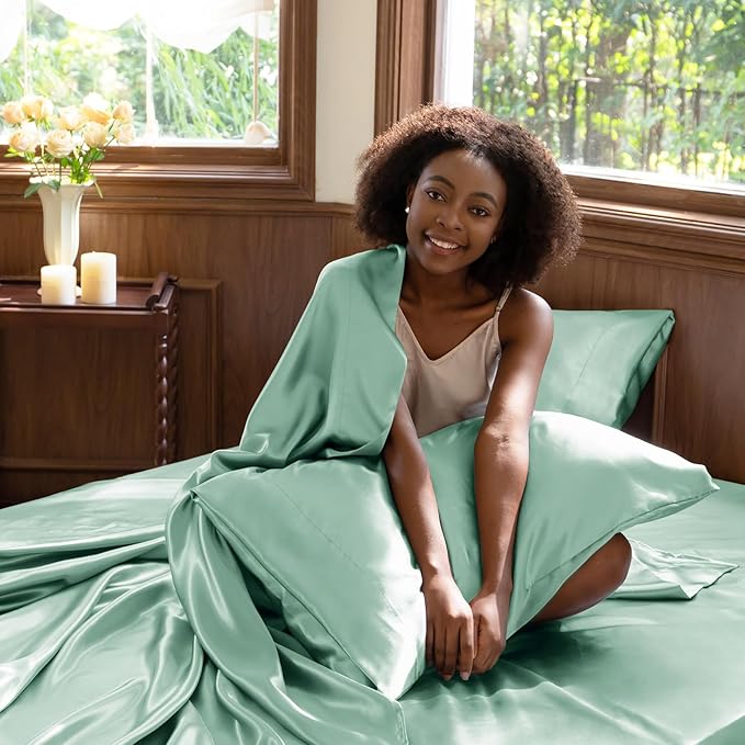 CozyLux Satin Sheets Queen Size Bed Set - Image 5