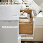 T4TREAM Fluted 3 Drawers Nightstand, Oversized Extra Large Modern Side Table - Image 5