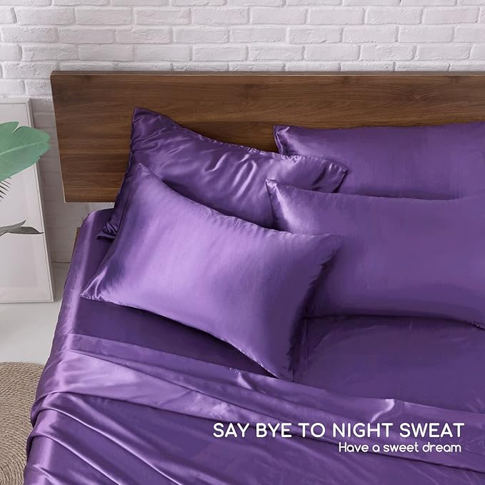 MR&HM Satin Bed Sheets, King Size Sheets Set - Image 8