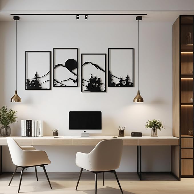 Art3d Black Metal Wall art, 4 Pieces Wall Decor - Image 2