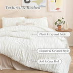 weigelia Cream Comforter Set Full – Textured Ruched Cream Ivory Full Comforter - Image 2